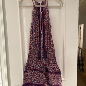 Poupette St. Barth Halter Mini Dress in Purple and Pink